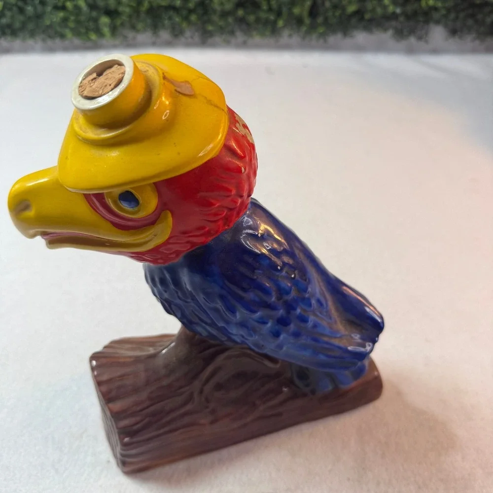 Vintage 1969 Ezra Brooks Decanter Kansas Jayhawk Bourbon Heritage